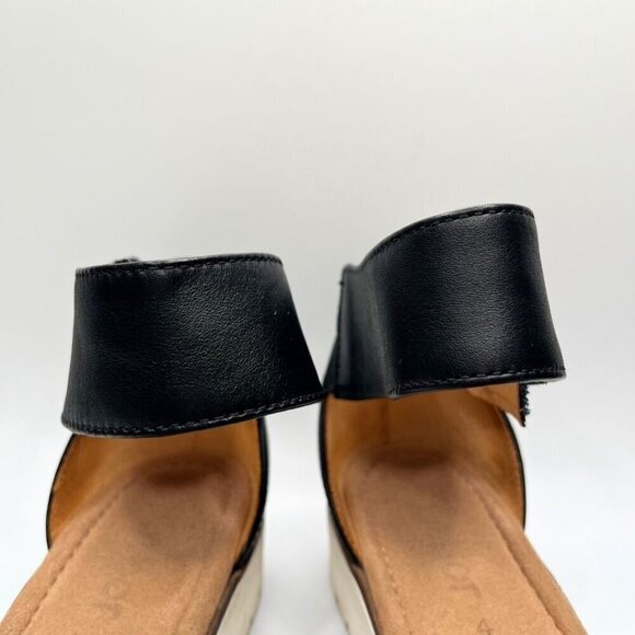 GABOR BLACK LEATHER HOOK & LOOP ANKLE STRAP GLITTER WEDGE SANDALS - 6.5 (4UK) - Picture 7 of 11